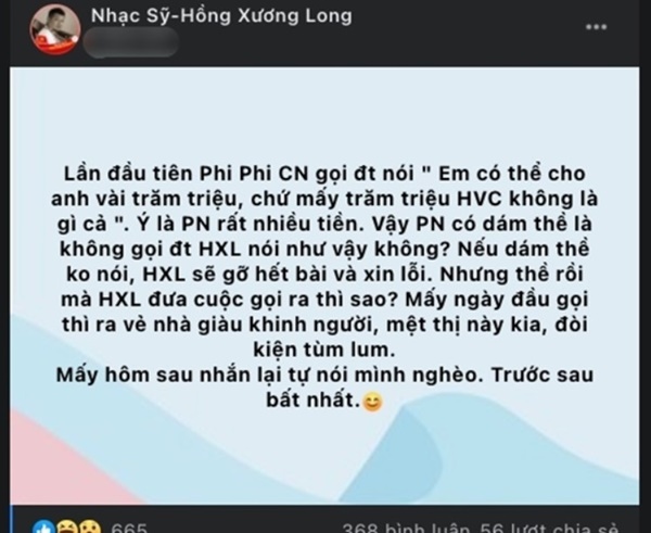 Nhạc sĩ Hồng Xương Long chỉ trích thái độ của Phi Nhung - Ảnh 2 Nhạc sĩ Hồng Xương Long chỉ trích thái độ của Phi Nhung - Ảnh 2